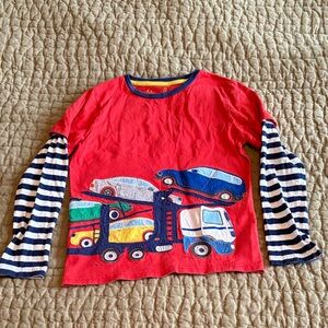 Mini Boden Red Long Sleeve Tee with Car Design